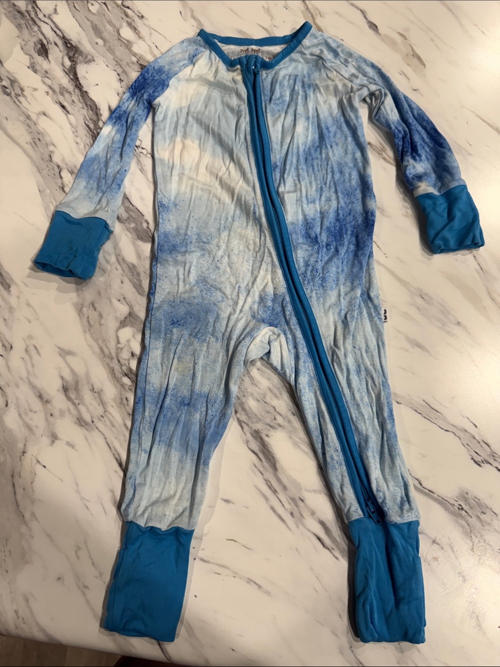 Little Sleepies Blue Tie-Dye Footed One-Piece Pajama